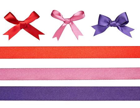 collection of  various knot and ribbon on white background. each one is shot separatelyの写真素材