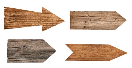 collection of various  empty wooden sign on white background  each one is shot separatelyの写真素材
