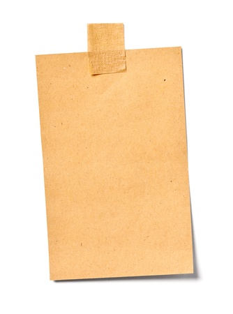 close up of a vintage note paper on white backgroundの写真素材
