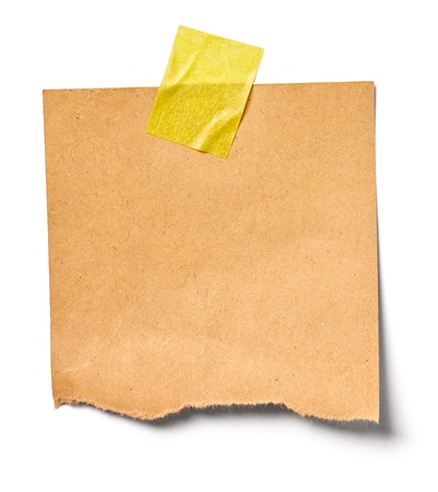 close up of a vintage note paper on white backgroundの写真素材