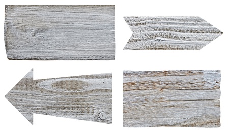 collection of various  empty wooden sign on white background. each one is shot separatelyの写真素材