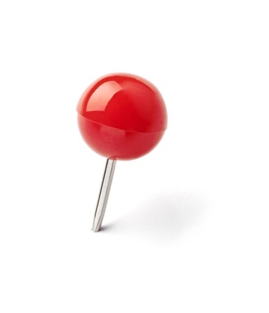 close up of a pushpin on white background with clipping path