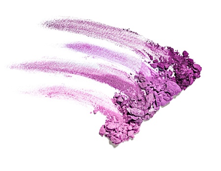 close up of  a make up powder and a brush on white backgroundの写真素材