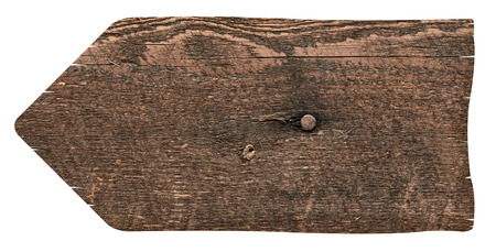 close up of an empty wooden sign on white background