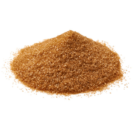 close up of  brown sugar on white background