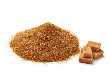 close up of  brown sugar on white backgroundの写真素材