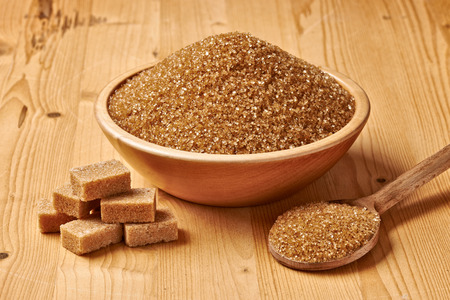 close up of  brown sugar on white backgroundの写真素材