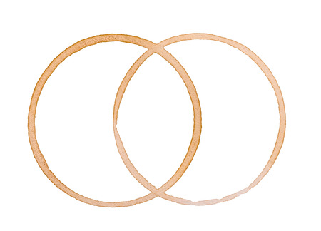 close up of  a coffee stain on white backgroundの写真素材