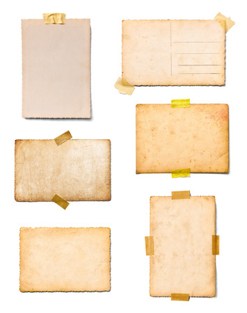 collection of various old photos on white background. each one is shot separatelyの写真素材