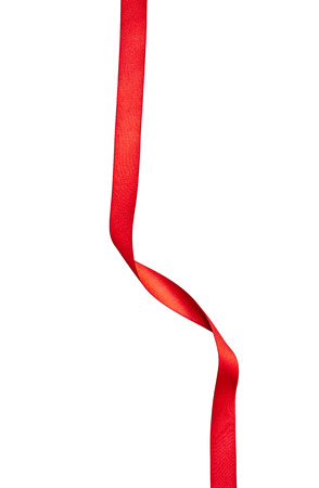 close up of  a red ribbon on white backgroundの写真素材