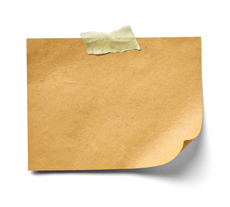 close up of a note paper on white backgroundの写真素材