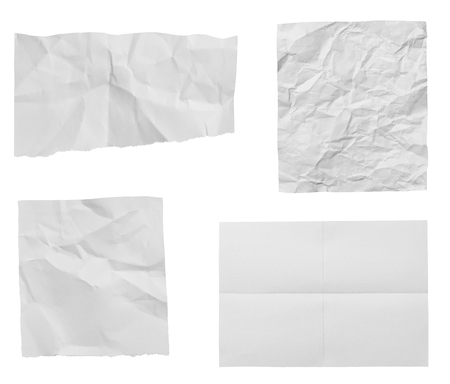 collection of  various ripped pieces of paper on white background. each one is shot separatelyの写真素材