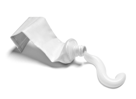 close up of  a toothpaste tube on white backgroundの写真素材