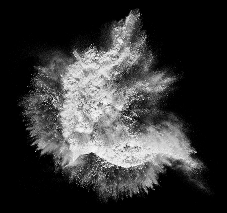 close up of steam smoke powder on black backgroundの写真素材