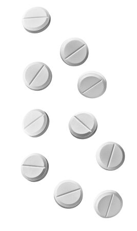 collection of various white pilsl on white backgroundの写真素材