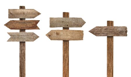 collection of various wooden sign on white backgroundの写真素材