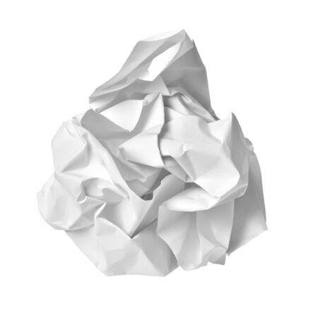 close up of  a paper ball trash on white background