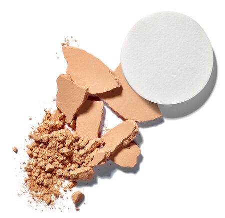 close up of face powder on white backgroundの写真素材