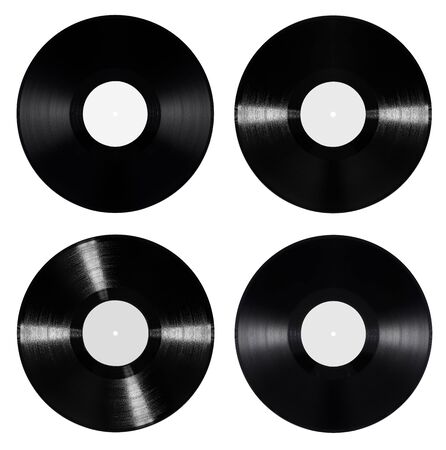 close up of a vintage vinyl on a white backgroundの写真素材