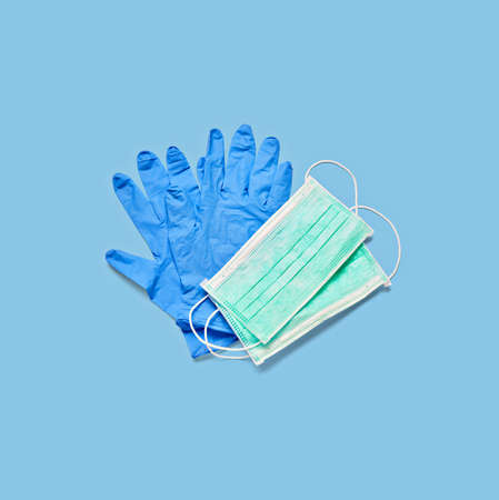 close up of a protective mask and gloves
