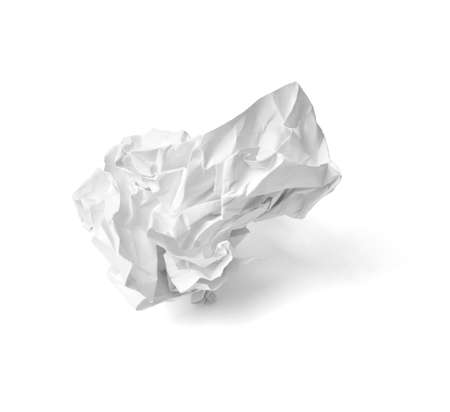 close up of a paper ball trash on white backgroundの写真素材