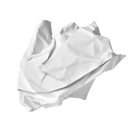 close up of a paper ball trash on white backgroundの写真素材