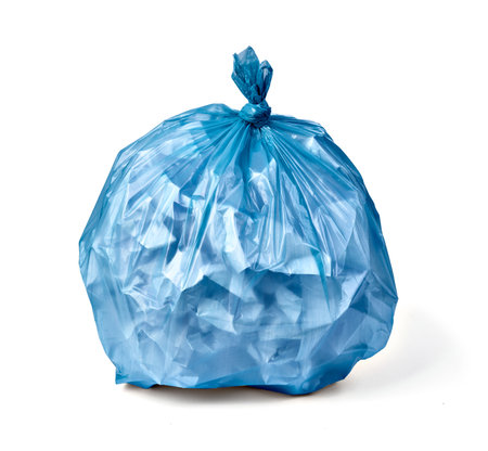 close up of a plastic bag for trash waste on white backgroundの写真素材