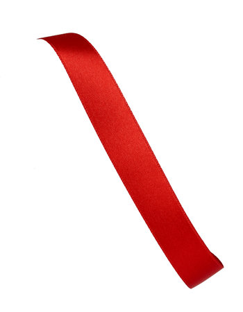 close up of a red ribbon bow on white backgroundの写真素材