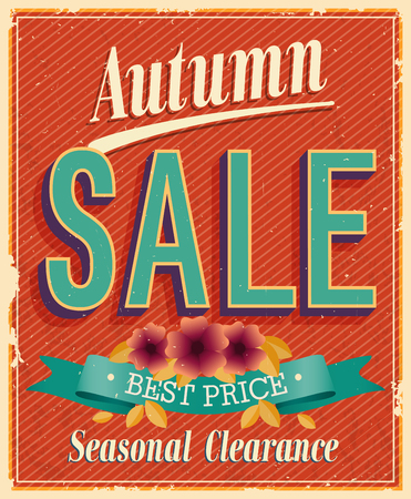 Autumn Sale. Vintage card. Vector illustration.のイラスト素材