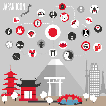 Japan icons set. Vector illustration.のイラスト素材