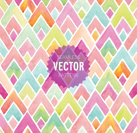 Watercolor seamless geometric pattern. Vector illustration.のイラスト素材