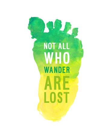 Motivation poster "Who wander are lost" Vector illustration.のイラスト素材