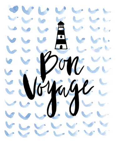 summer background "Bon voyage" with holiday elements.のイラスト素材