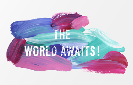 Motivation poster "World awaits" Vector illustrationのイラスト素材