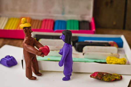 Children's toys from plasticineの写真素材