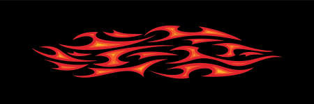 Vector Illustration of blazing hot red flames in black background. Motor cycle graphic concept.のイラスト素材