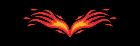 Vector Illustration of blazing hot red flames in black background. Motor cycle graphic concept.のイラスト素材