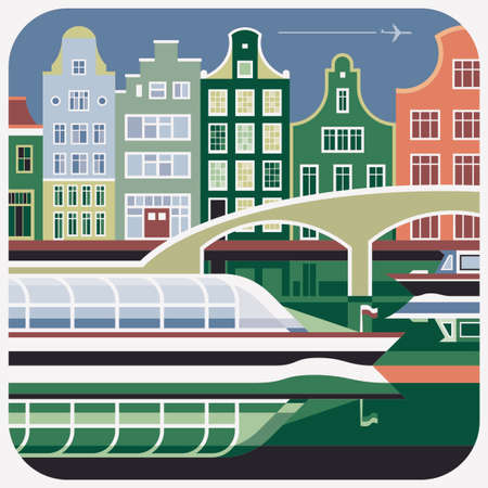 Travel Icon, representation of famous city in colorful vector of Charles Bridge.のイラスト素材