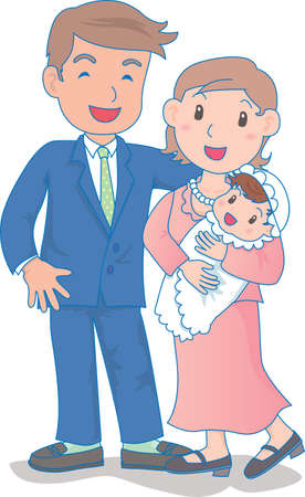Vector Illustration of an happy family dressed up for weddingのイラスト素材