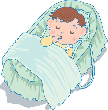 Vector Illustration of an happy baby sleeping peacefullyのイラスト素材