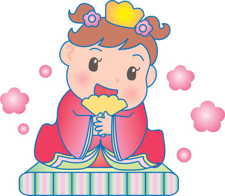 Vector Illustration of an happy baby dressed as a prince with a crownのイラスト素材