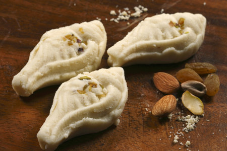 Sandesh is traditional bengali sweet prepared with cottage cheese