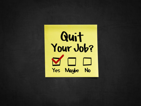 Sticky note that ask a question 'Quit Your Job?'
