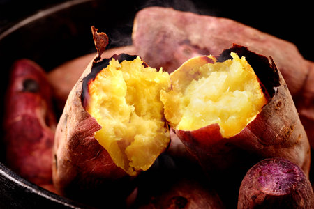 Japanese roasted sweet potato smoking hotの写真素材