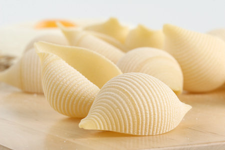 Italian traditional pasta made with flour and eggs.の写真素材