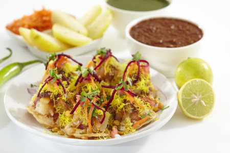 "Sev Puri, Chat item, India"の写真素材