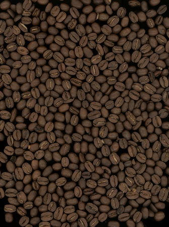 Coffee beans on a black background. Close-up.の写真素材