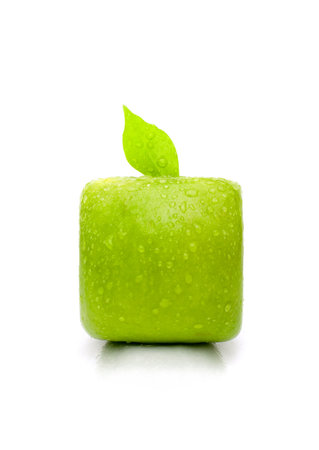 Square apple isolated on the white backgroundの写真素材