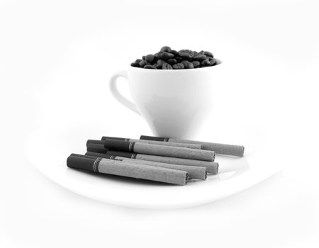 "Coffee and cigarettes, focus on the cigarettes"の写真素材