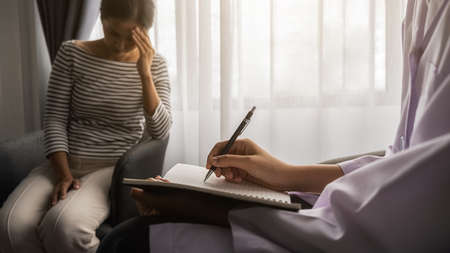 Psychiatrist or professional psychologist consulting on diagnostic examination disease or mental...